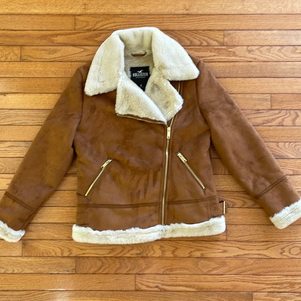 Hollister Faux Suede Biker Jacket Size Medium